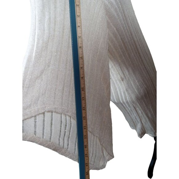 Lily Womens White/Gold Thread Knit Long Flare Sleeve Dress Size Small - Picture 7 of 15